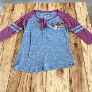NFL Burgundy and Gray Jersey Top with Lace-Up V-Neck
